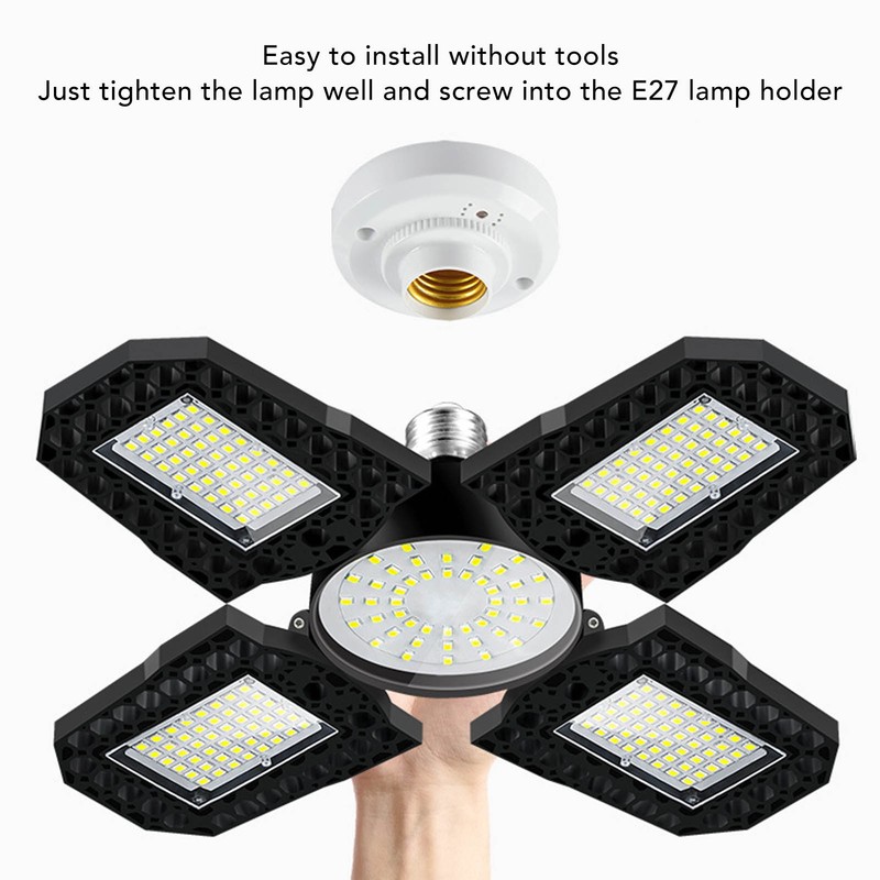 LED Garage Lights Foldable 4 Leaves 100W High Brightness Energy