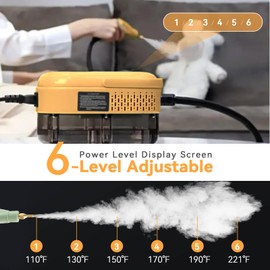 Steam Cleaner with 3-Level Adjustable Handle, 10s Fast Heat-Up, 2500W Pressurized Steamer for Home Cleaning, Handheld Steam Cleaner for Grout, Tile, Couch, Car, Grease, 41oz Tank