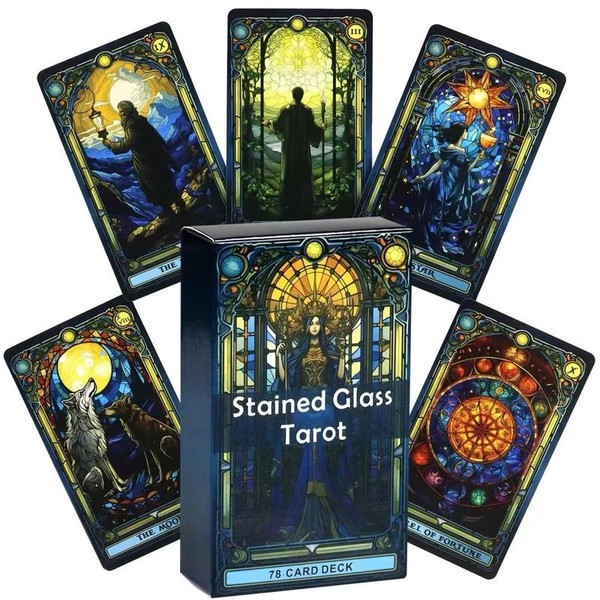 Stained Glass Tarot Card, 1 Box Flower Window Tarot Card,