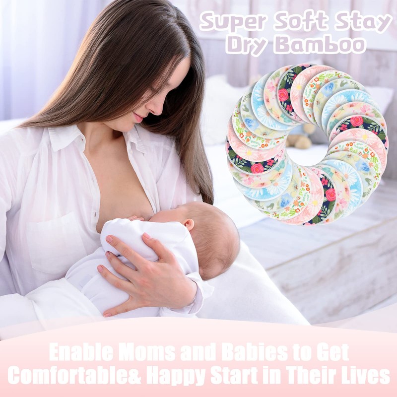 Sosation 30 Pcs Reusable Breast Pads Nursing Covers with Wet