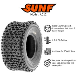 SunF 18x9.5-8 18x9.5x8 Tubeless 6 Ply Light Weight ATV UTV Tires A012 [Single]