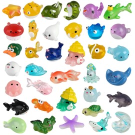 HEQU 36 Pcs Mini Ocean Figurines, 36 Styles Mini Ocean Animals Mini Figurines Ocean Mini Resin Animals Miniature Marine Animals Mini Figures Sea Animals for Garden Dollhouse Fish Tank Potted Decor