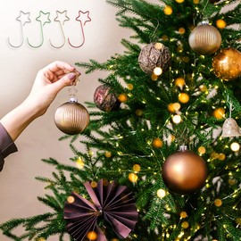 Pack of 100 Christmas Tree Hooks, Ball Hangers for Christmas Tree Decorations, S Hooks with Star, Metal Hooks, Decorative Hooks, Xmas Small Hanger, Star Christmas Tree Baubles Hooks, Small, Quick