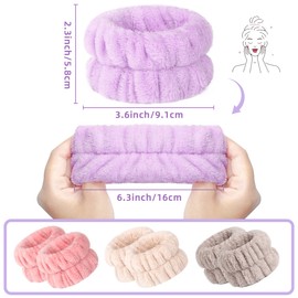 Microfiber Wrist Sweatbands for Face Washing and Spa - 8Pcs Women and Girls Wristbands with Water Guards to Prevent Spilling Down Arms