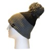 Luxury Fleece Lined Bobble Hat/Beanie (Black And Grey Half And Half)