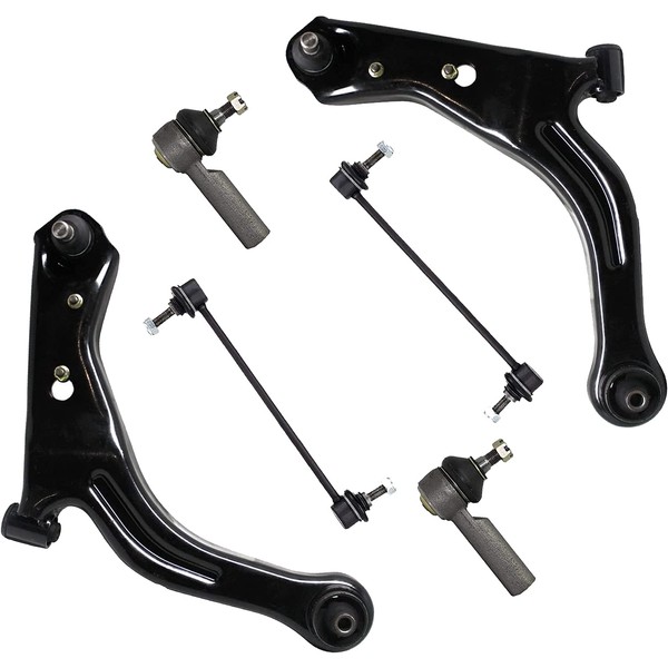 Detroit Axle - Front Lower Control Arms w/Ball Joint + Outer Tie Rods + Sway Bars Replacement for 2001-2004 Ford Escape Mazda Tribute - 6pc Set