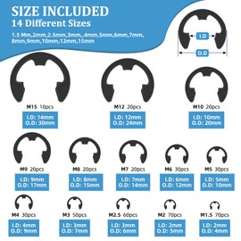 Snap Ring Retaining Ring 450 Pieces 13 Sizes 1.5 m - 15 m Carbon Steel Set Circlip Locking Ring Washer with Plastic Box 1 Piece Pliers