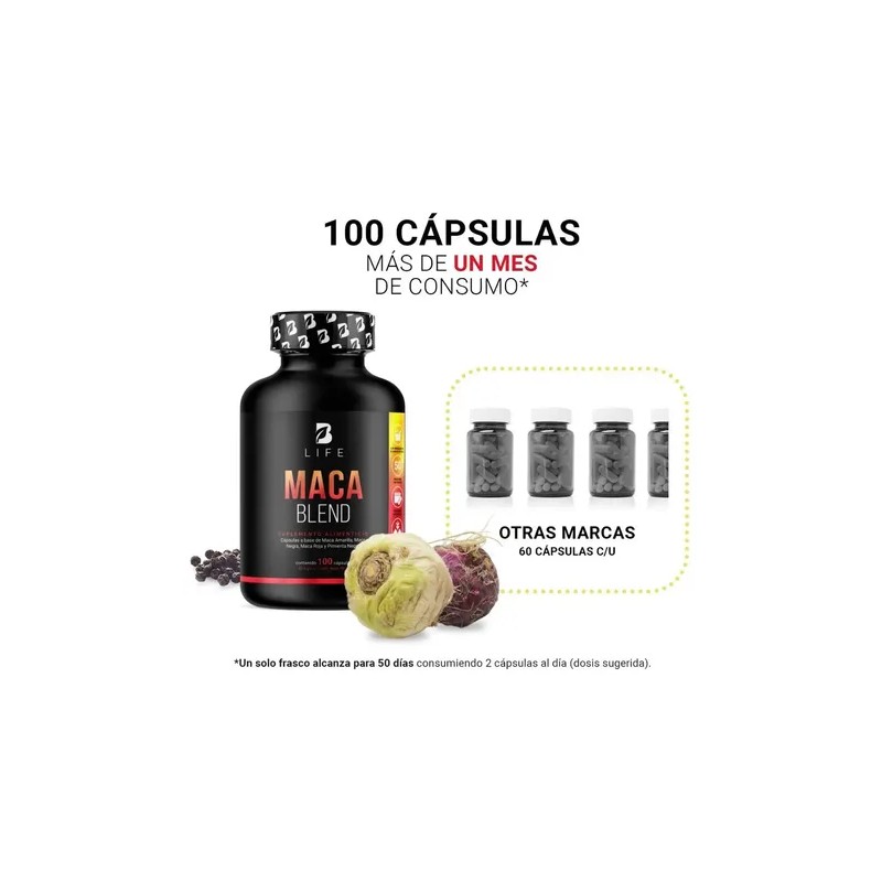 Complejo Maca Amarilla Negra Y Roja De 100 Cápsulas. B