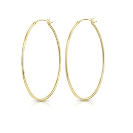 DTPsilver® 925 Sterling Silver Yellow Gold Plated Round Hoop Earrings - Small/Medium/Large - Thickness 1.2mm - Diameter: 10, 12, 14, 16, 18, 20, 25, 30, 35, 40, 50, 60mm, Sterling Silver