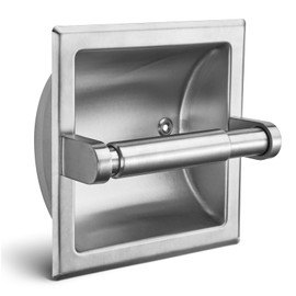 JunSun Recessed Toilet Paper Holder Brushed Nickel Stainless Steel Toilet Paper Roll Holder Tissue Holder Modern Tissue Roll Holder 6" X 6" Square Jumbo Mega Roll Holder Rear Mounting Bracket Included