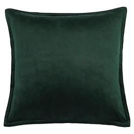 PiccoCasa Decorative Velvet Soft Cushion Covers 1PC, Square Solid Throw Pillow Covers for Sofa Couch Bedroom - 40x40cm/16x16 Inches Hidden Zipper Cushion Covers Dark Green