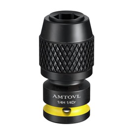 AMTOVL Impact to 1/4 Hex Converter - 1/2 INCH Drive Female to 1/4-Inch Allen Adapter, Universal Joint Quick-Change Chuck, 1/4“, 3/8” Drive to 1/4-inch (1/4-inch Drive to 1/4-inch Hex)