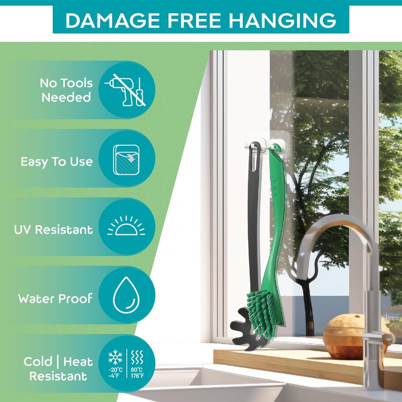 Hook LAB Self Adhesive Double Toothbrush Holder 2 Pack -