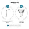 ledscom.de LESCH Socket Lamp Gooseneck Reading Lamp Chrome / White