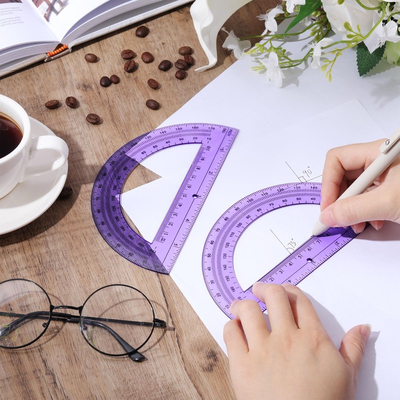 Zonon 2 Pcs 6 Inch Plastic Protractor Math Protractors 180