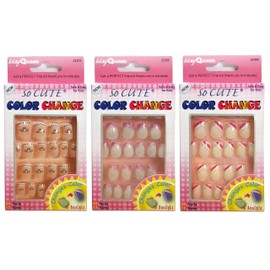 Beautia 3PACK 72tips So Cute Junior Color Changing Nail Under Sun, Sticker Nail for Kids (Pattern 4)