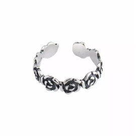 Unbranded Tibet Vintage 925 STERLING SILVER Rose Flora Toe RING Open Adjustable Gift Box