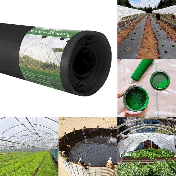 Elixir Gardens Black Heavy Duty Polythene Sheeting | various lengths (from 1m to 200m) & gauges (500 + 1000) available | 500g 125mu 1m x 50m