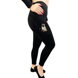 E&S Pets Pug High Rise Yoga Leggings for Pet Lovers -25" Lightweight Ultra Soft Yoga Pants for Women with Side Pockets (as1, Alpha, one_Size, m, Regular, Petite, Pug)