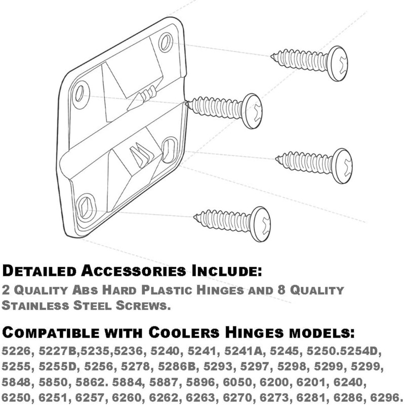 ZKP Coleman Cooler Replacement Plastic Hinges and Screws Set,Fits Most