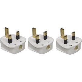 UK 3 Pin Plug, Fused Plug, Rewireable 3 Pin Plug UK with Cord Grip – Heavy Duty 13 Amp White Electrical Main Plugs for Home, Office, Appliances – Pack of 3