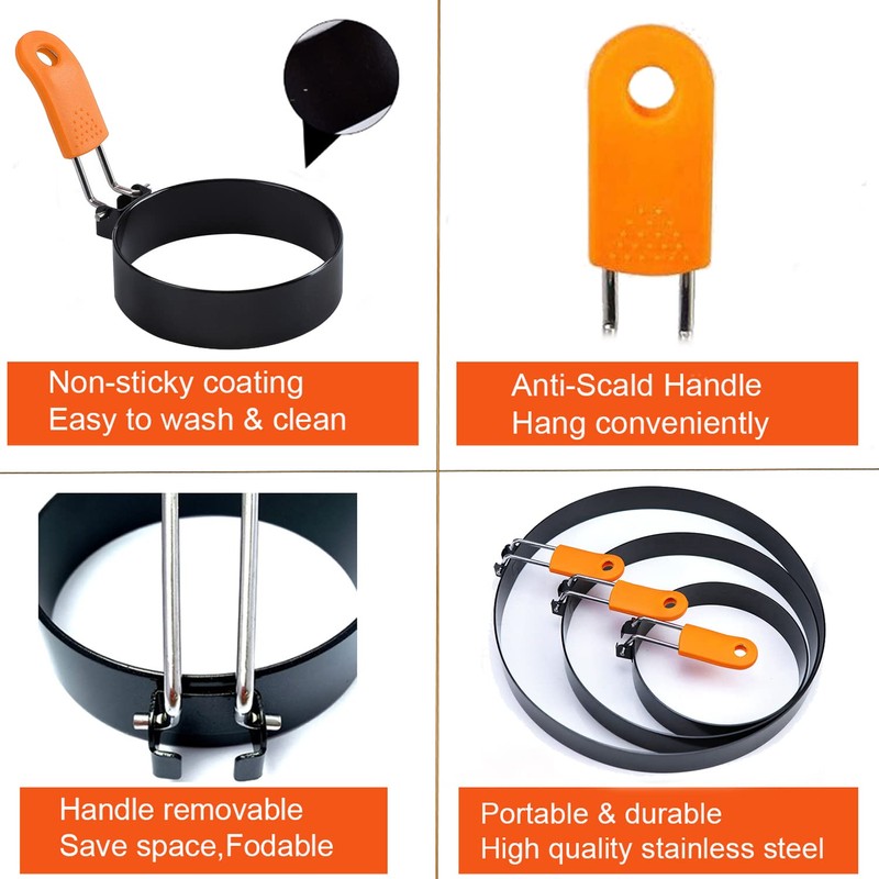 Upgrade 4" Large Egg Rings Set for Griddle,4 Packs Non-stick