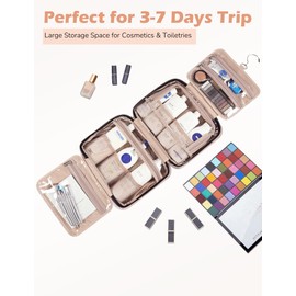 Travel Toiletry Bag for Women, Hanging Travel Bag for Toiletries, Wide-Open Makeup Pouch, Water-Resistant Large Capacity Cosmetic Travel Toiletry Organizer for Daily Use, Christmas (Black)