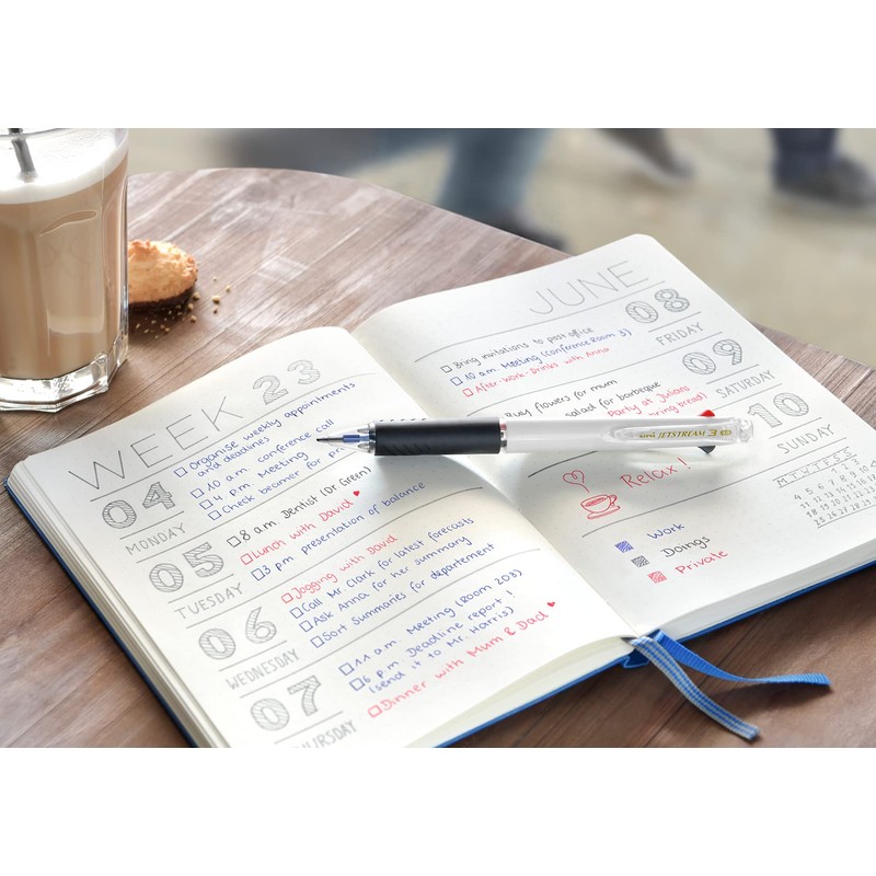 Uni-Ball UB Jetstream 245301 Rollerball Pen 3 Ink Colours Black