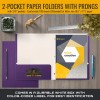 Better Office Products Purple Paper 2 Pocket Folders with Prongs,