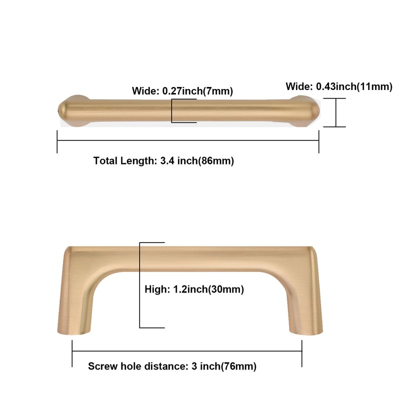Asidrama 10 Pack 3 Inch(76mm) Champagne Bronze Cabinet Pulls Cabinet