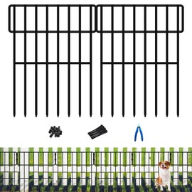 ULIOK Animal Barrier Fence, 25 Panels No Dig Fence, 27ft(L) x 17in(H) Dog Fencing Rabbit Fences, 1.52in Spike Spacing Rustproof Metal Fences Border for Outdoor Yard with Cable Ties and Cutting Plier