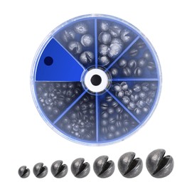 Kioiner 106 Pcs Fishing Weights Sinkers Kit, 7 Sizes Split Shot Fishing Sinkers, Round Removable Split Shot Fishing Weight with Storage Box for Fishing Line (0.2g 0.28g 0.38g 0.5g 0.8g 1.6g 2g)