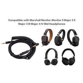 Replacement Audio Cable for Marshall headphones, Compatible with Monitor Monitor II Major 2 II Major 3 III Major 4 IV Mid Headphones 3.5mm Male Stereo Jack Cord, 4 Ft , Inline Mic/Remote Control