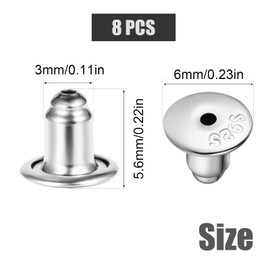 KINBOM 8 Stück Ohrringverschlüsse mit Kugelverschluss, 925er Sterlingsilber, hypoallergene Ohrringverschlüsse für Ohrstecker, Ohrringhaken (18 K Weißgold)