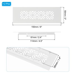 PATIKIL 6 x 2 Inch Door Air Vent Cover, 2 Pcs Heavy Duty Aluminum Grille Ventilation Cover Louvered with Mounting Screws for Cabinet Wardrobe Door, White