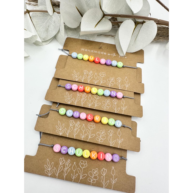 Schulkind Armband Geschenk Mädchen Junge Einschulung Perlenarmband Schultüte erste Klasse
