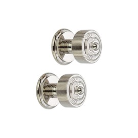 Infinity Decor Pair of Reeded Design Polished Nickel Mortice Door Pull Handles Knobs 55mm - for Interior and Exterior Doors