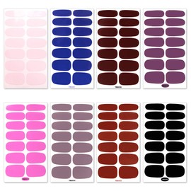 SILPECWEE 8 Sheets Solid Color Nail Polish Stickers Stick on Nail Polish Strips Nail Wraps for Women Adhesive Nail Art Stickers Gel Nail Sticker with 1pc Nail File