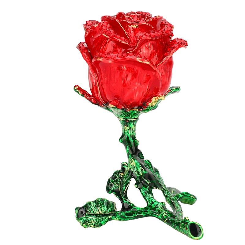 Jewelry Box Rose Shaped Rhinestone Delicate Retro Ring Earring Storage