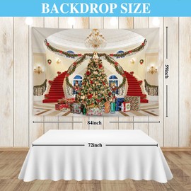 Allenjoy Luxury Christmas Stairs Photo Backdrop for Photography Picture New Year Birthday Party Merry Xmas Tree Holiday Home Wall Banner Happy Winter Supplies Decor Photoshoot Background 84" x 59"
