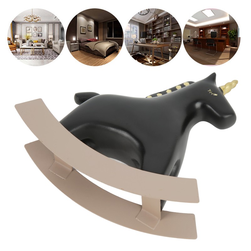 Rocking Horse Statue Black Small 13.5x4.5x14.5cm/5.3x1.8x5.7 Decorative Horse Sculpture Crafts