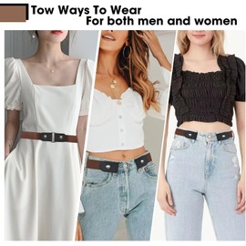 MQUPIN No Buckle Stretch Belt for Women Men Elastic Waist Belt for Jeans Pants Size 20-47 Inches