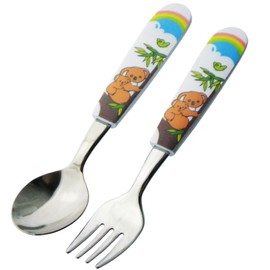 Nagao Children's Spoon and Fork Set, 5.4 inches (13.8 cm), Koala, Dishwasher Safe, Made in Japan