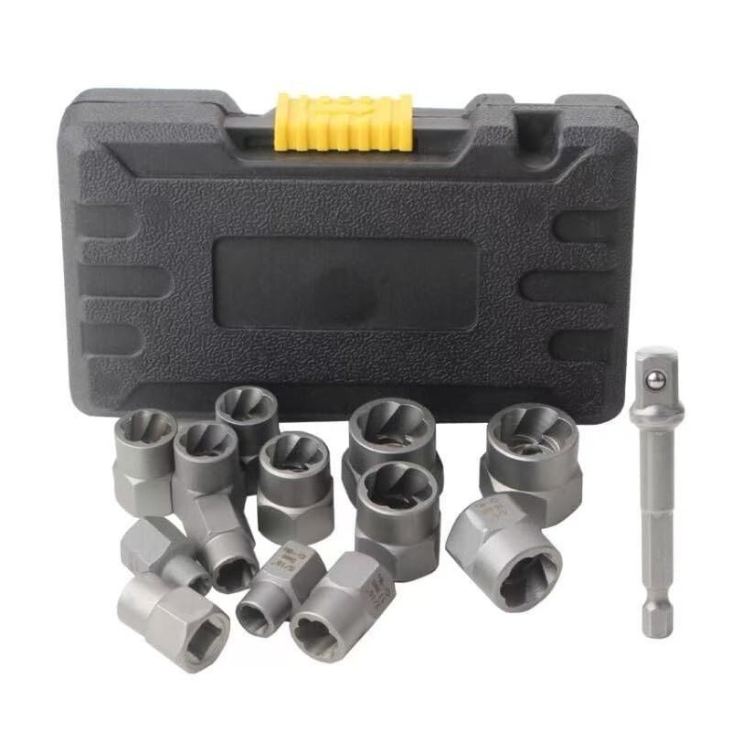 Extractor Socket Sets14pcs, Inside Square Female, Outside Hex to Drive