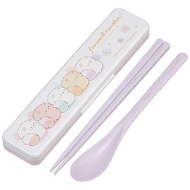 Skater CCS3SAAG-A Chopsticks and Spoon Set, Funwari Necolon, Silver Ion, Ag+, Antibacterial, Made in Japan, 7.1 in (18 cm)