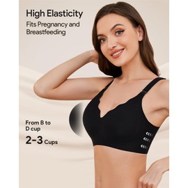 HBselect Nursing Bras for Breastfeeding, Seamless Maternity Bra Wireless Support Nursing Bras for Pregnancy Black