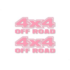 2-4x4 Offroad Solid Pink Design 13" Vinyl Decals Truck Box Stickers (2 Decal Set - Solid Pink)