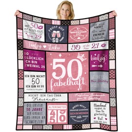 VivaJoy Blanket Birthday Gift for Women 50th Birthday - Throw Blanket, 150 x 130 cm, Gifts for Women, 50th Birthday Gift Ideas for Her, Wife, Girlfriend, Mother, Sister