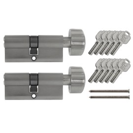 Löwen Sicherheit 2x Knob Cylinder KD 60 mm 30/30 Keyed Alike Including 10 Keys