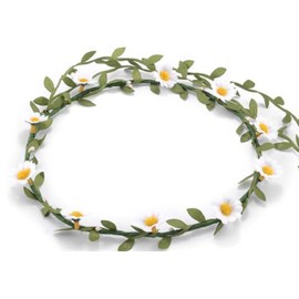 BFD One Ladies Girls Boho Floral Festival Flower Crown Head Band Garland One Size Wipe Clean With Dry Cloth Paper Flowers On Strong Wrapped Florist Wire 30 Colours (Small Daisy)